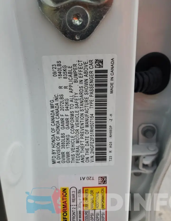 2HGFE2F51RH507154 Photo# 12