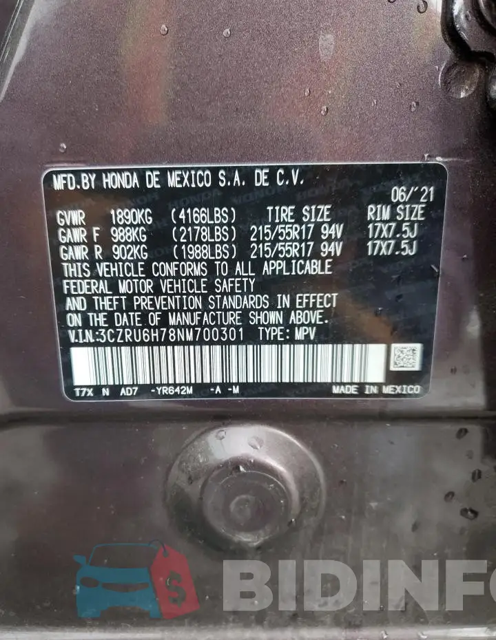 3CZRU6H78NM700301 Photo# 12
