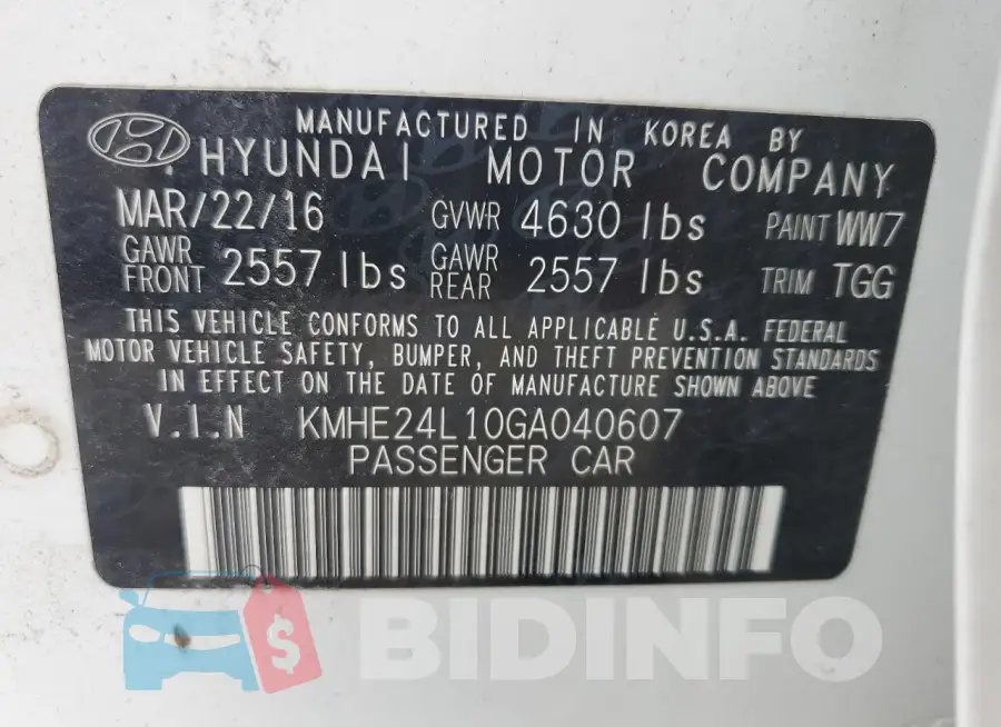 KMHE24L10GA040607 Photo# 12