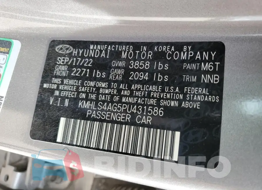 KMHLS4AG5PU431586 Photo# 13