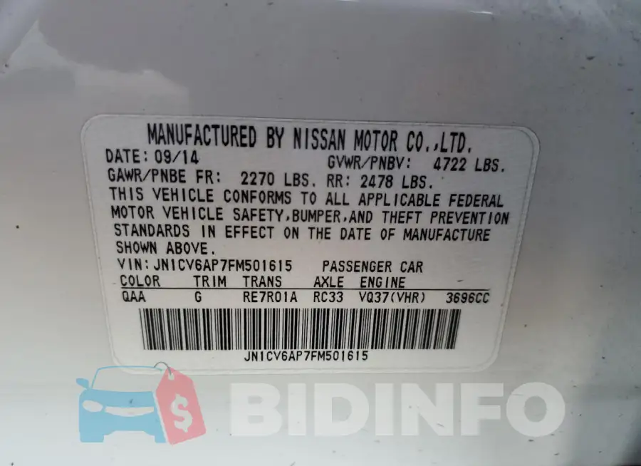 JN1CV6AP7FM501615 Photo# 12