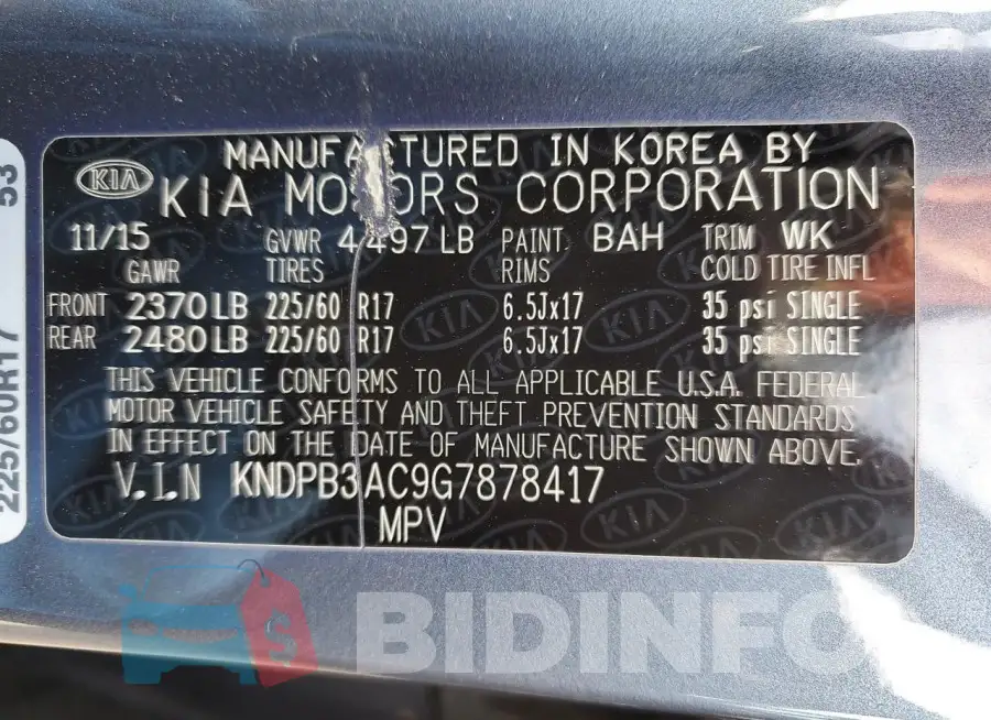 KNDPB3AC9G7878417 Photo# 12