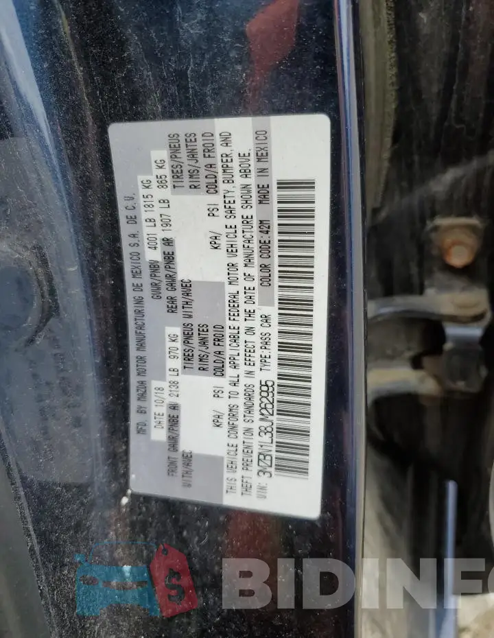 3MZBN1L38JM262995 Photo# 12