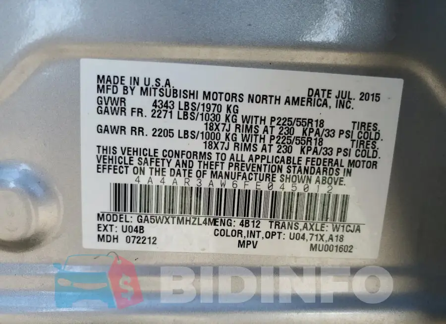 4A4AR3AW6FE045012 Photo# 13