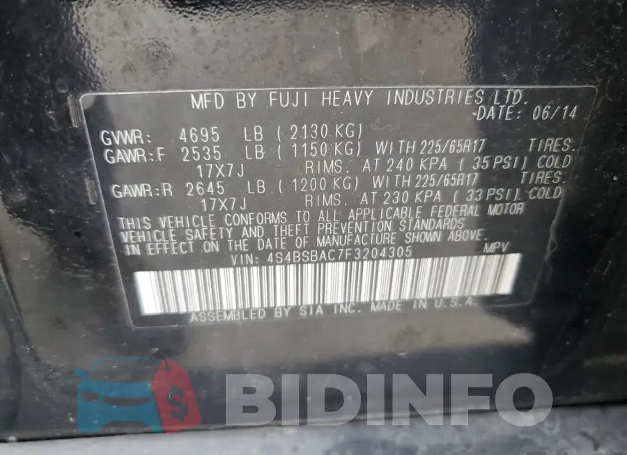 4S4BSBAC7F3204305 Photo# 12