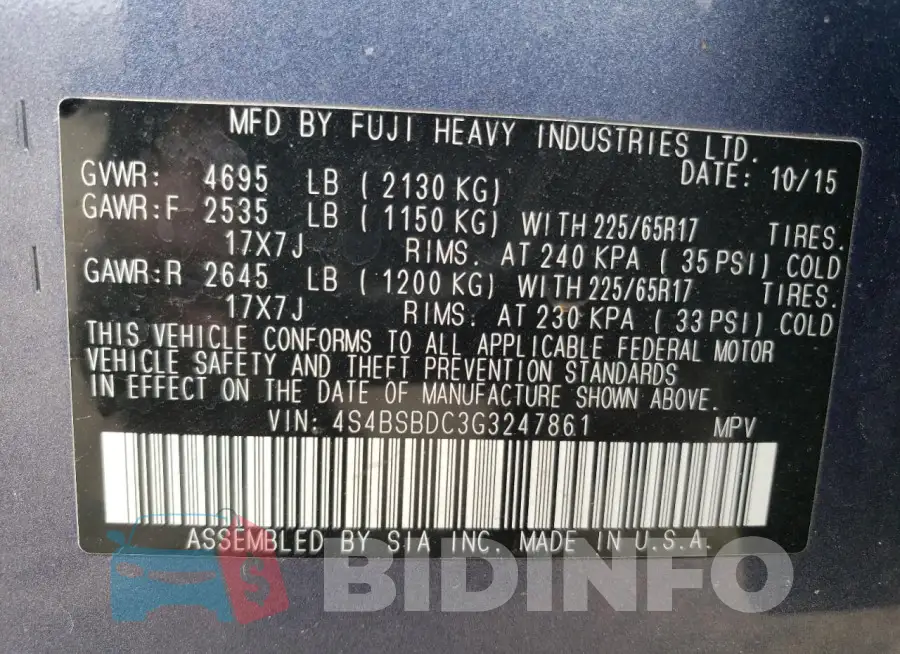 4S4BSBDC3G3247861 Photo# 12