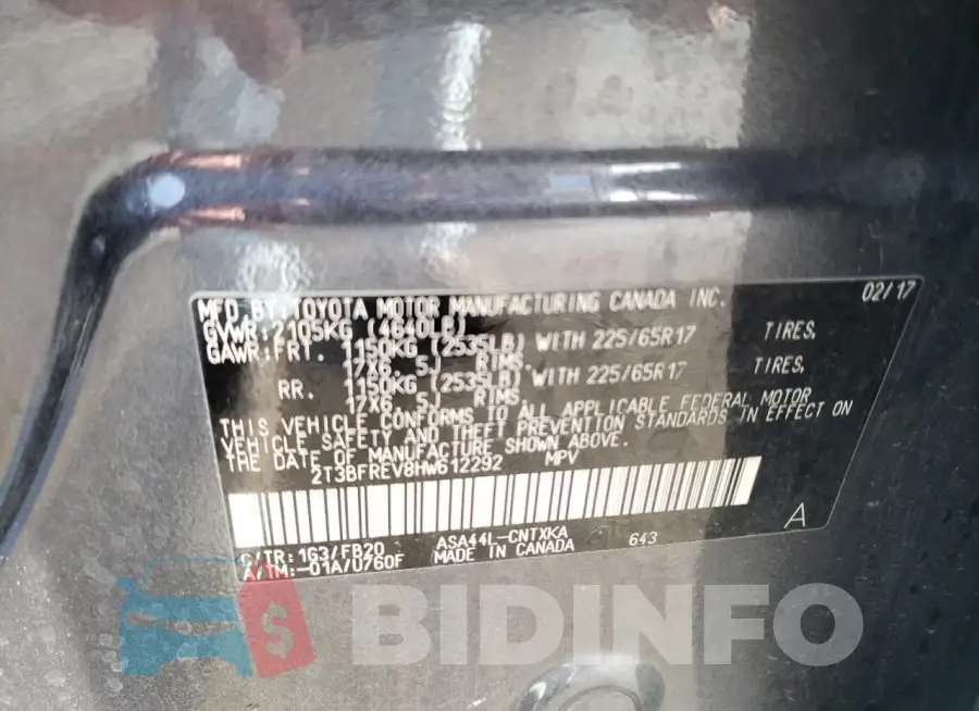 2T3BFREV8HW612292 Photo# 13