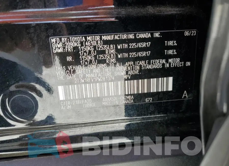 2T3W1RFV1PW281374 Photo# 13