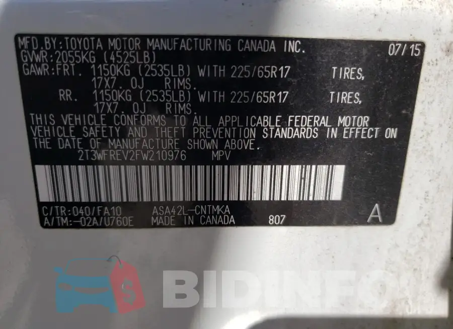 2T3WFREV2FW210976 Photo# 12