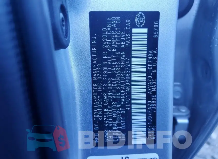 4T1C11AK0PU837247 Photo# 12