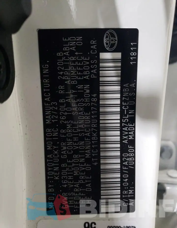 4T1C11BK7RU117784 Photo# 12