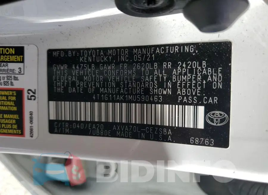 4T1G11AK1MU590463 Photo# 13