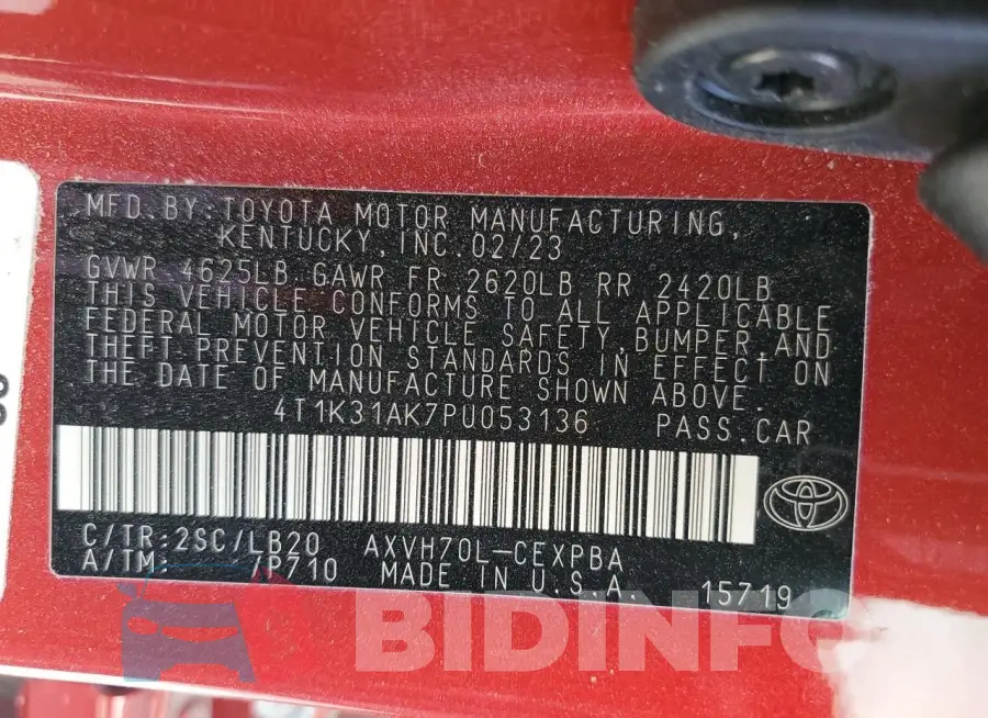 4T1K31AK7PU053136 Photo# 12
