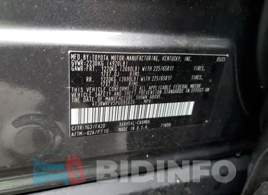 4T3RWRFV5PU095626 Photo# 13