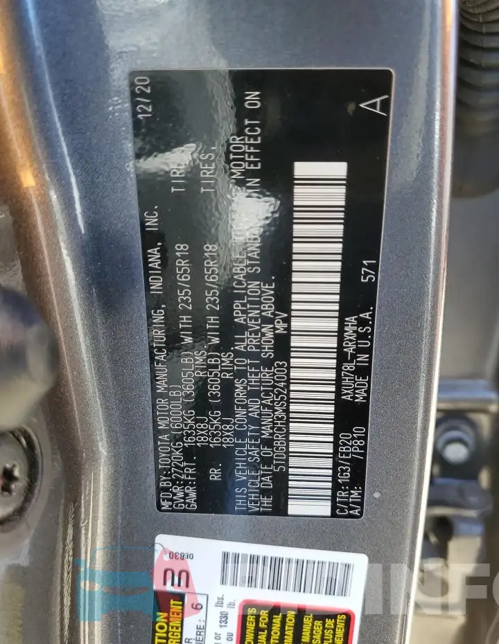5TDGBRCH3MS524003 Photo# 12