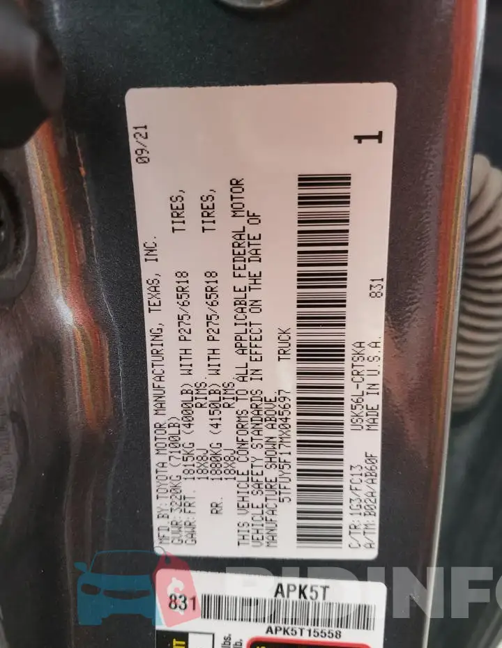 5TFUY5F17MX045697 Photo# 12