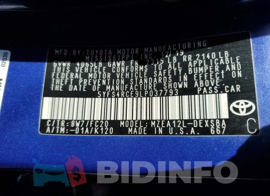 5YFS4RCE9LP037793 Photo# 12