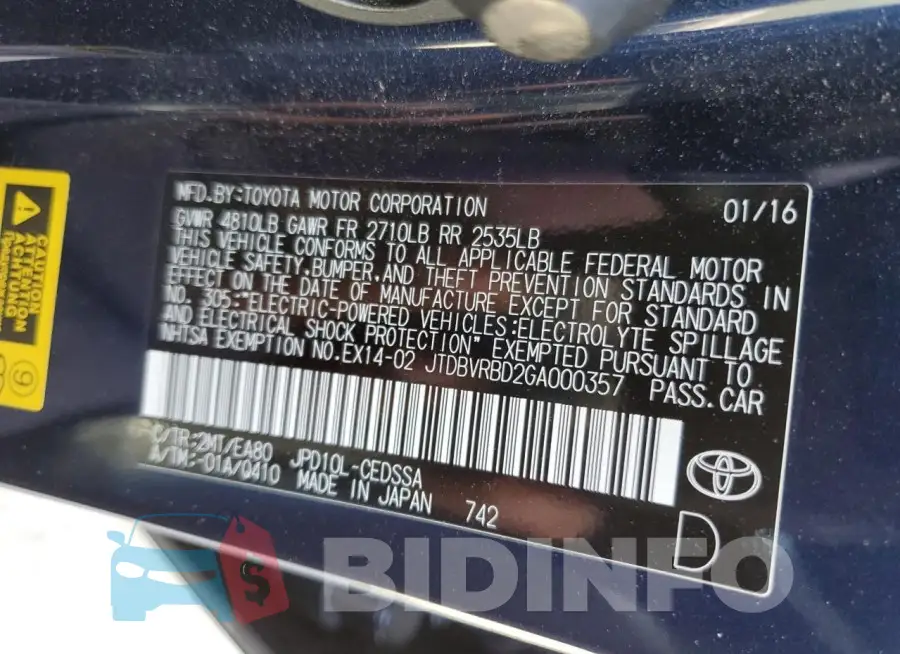 JTDBVRBD2GA000357 Photo# 12
