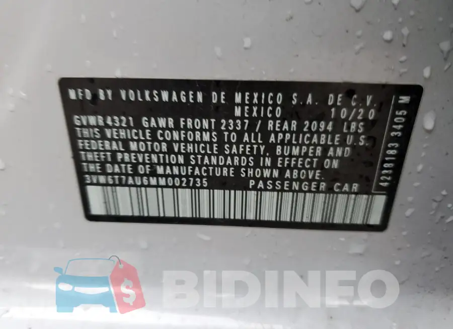 3VW6T7AU6MM002735 Photo# 13