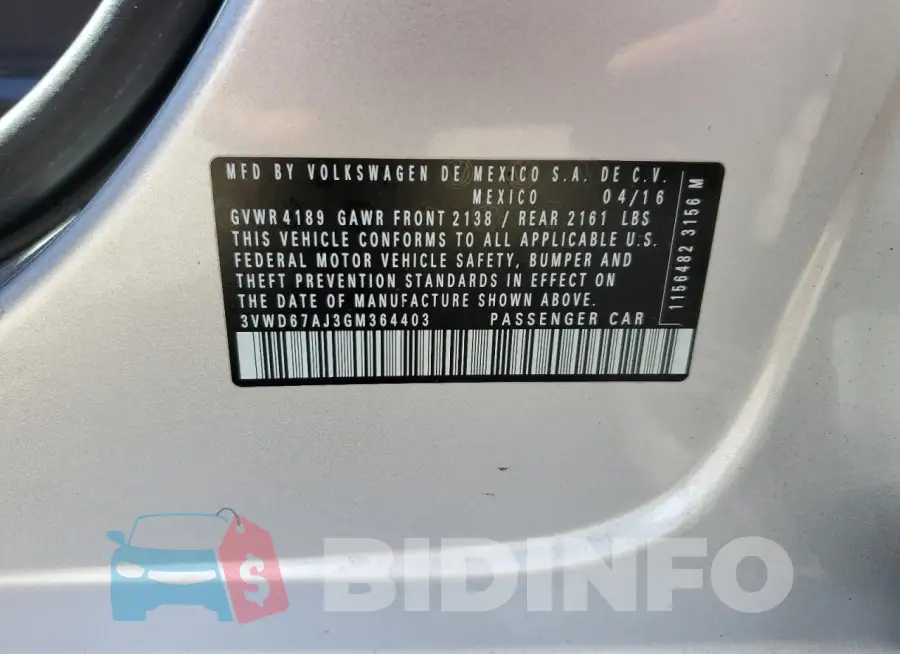 3VWD67AJ3GM364403 Photo# 13