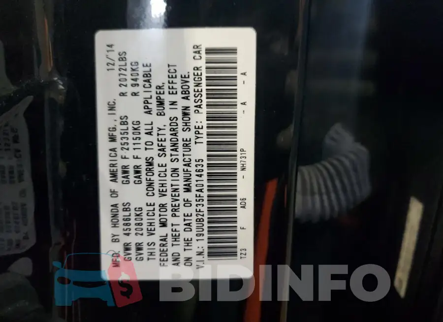 19UUB2F35FA014635 Photo# 12