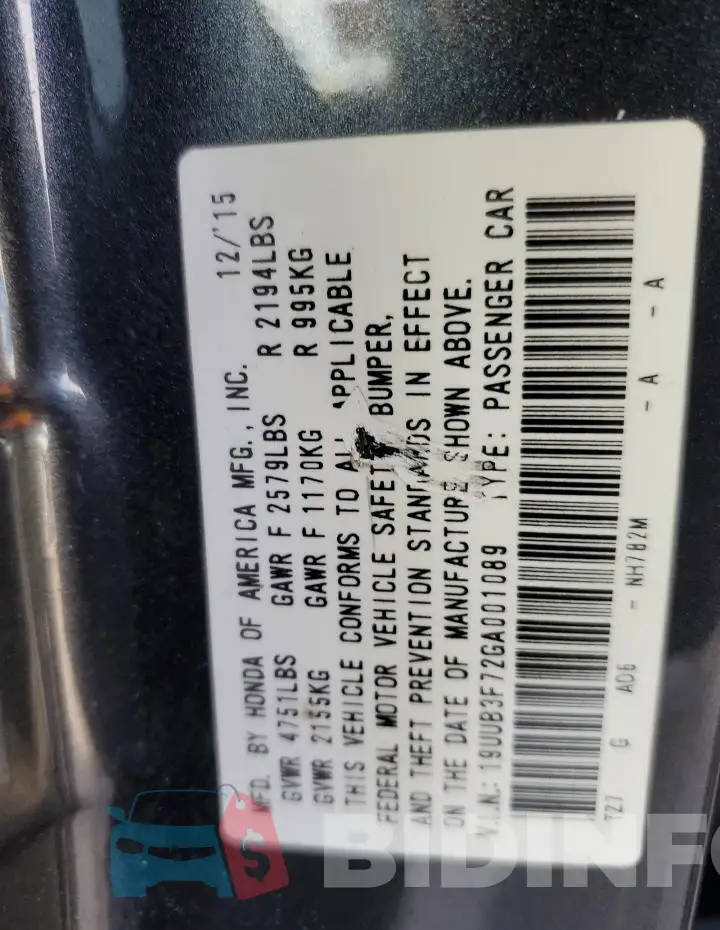 19UUB3F72GA001089 Photo# 12