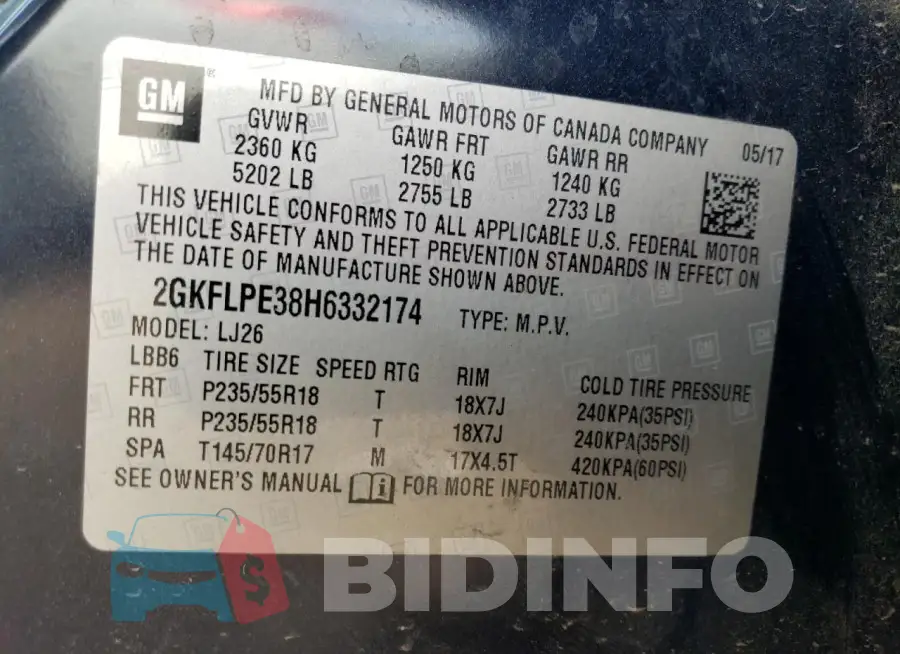 2GKFLPE38H6332174 Photo# 12