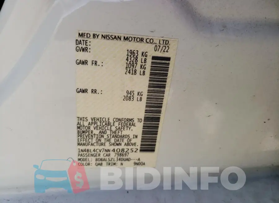 1N4BL4CV7NN408252 Photo# 12