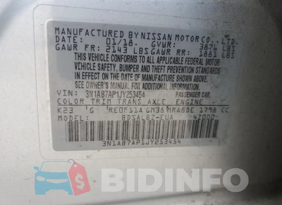 3N1AB7AP1JY253454 Photo# 12