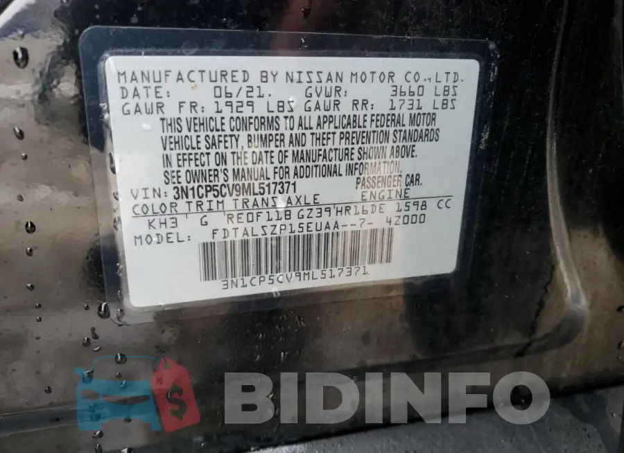 3N1CP5CV9ML517371 Photo# 13