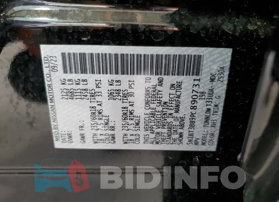 5N1BT3BB9PC890731 Photo# 13