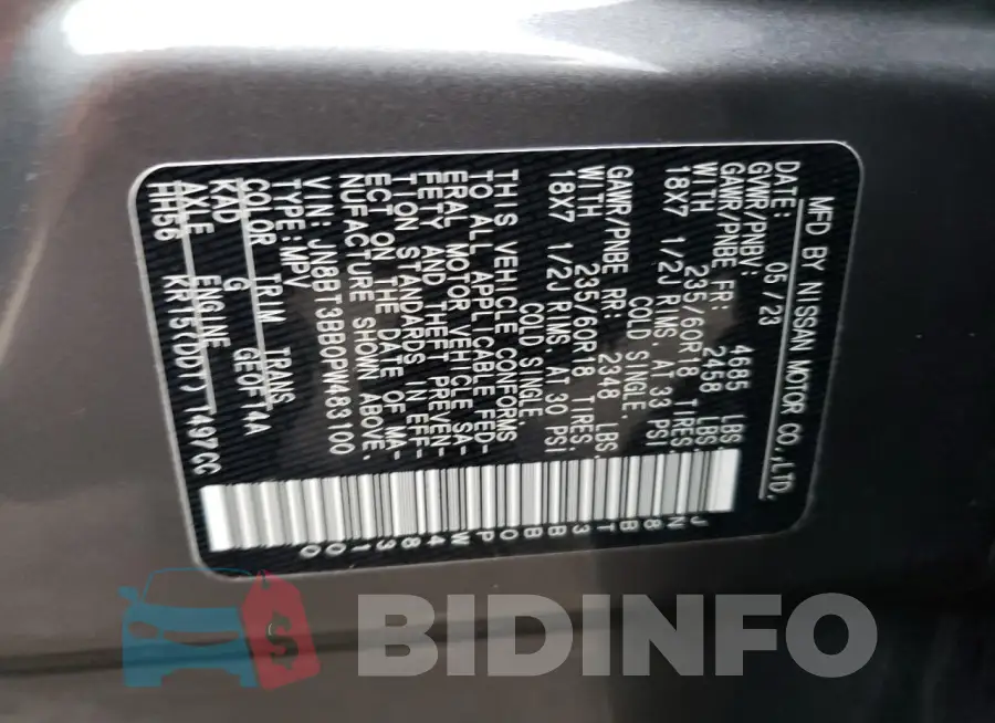 JN8BT3BB0PW483100 Photo# 14