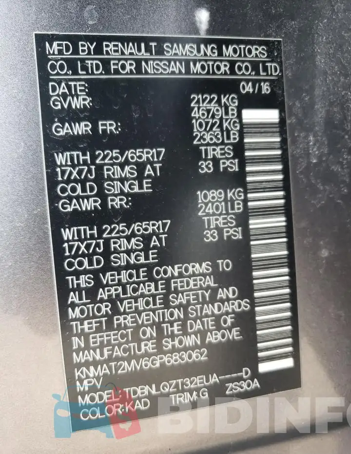 KNMAT2MV6GP683062 Photo# 13