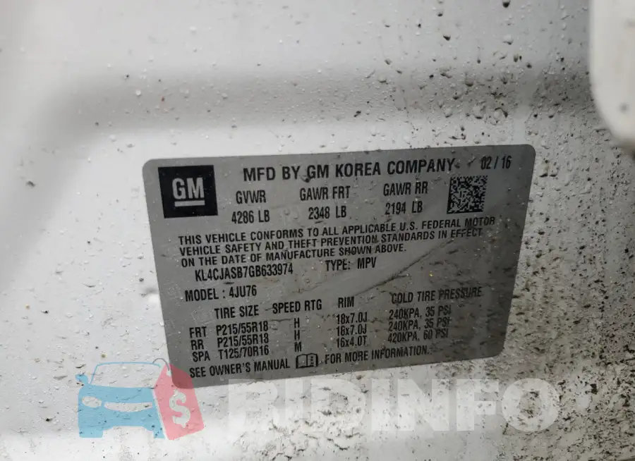 KL4CJASB7GB633974 Photo# 13