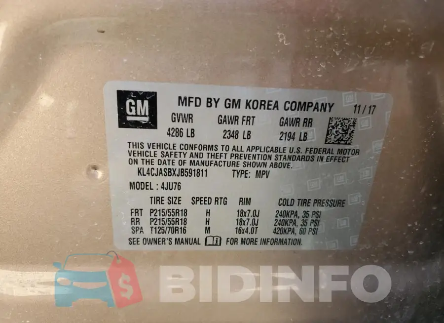 KL4CJASBXJB591811 Photo# 13