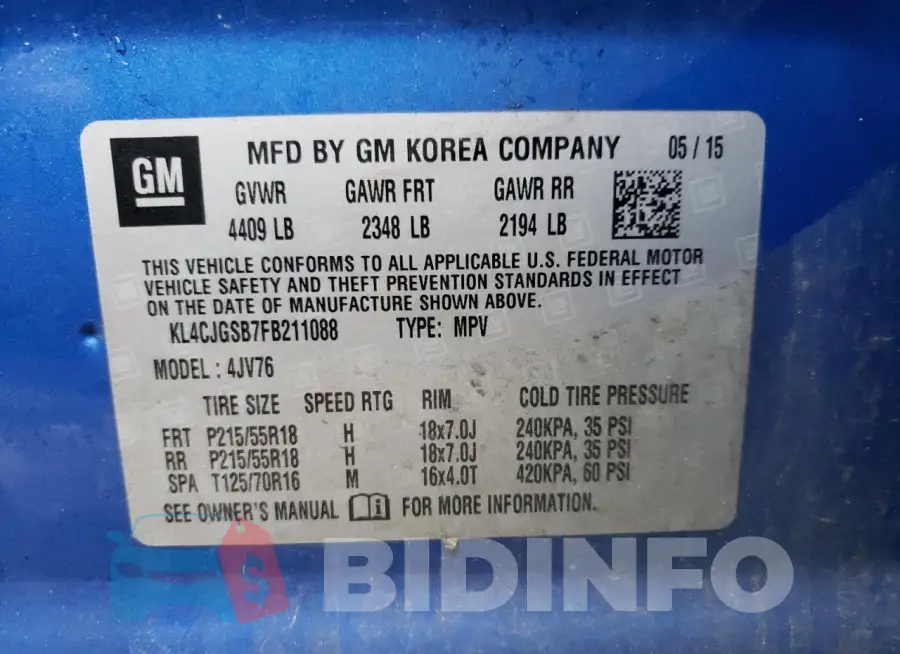 KL4CJGSB7FB211088 Photo# 12