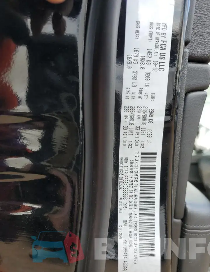 1C4RJFAG2KC569906 Photo# 14