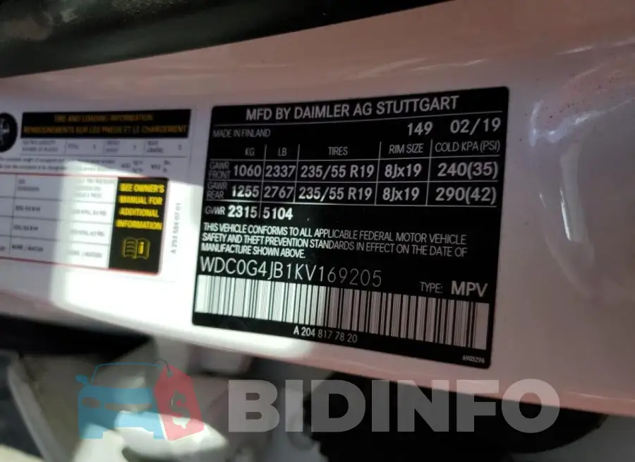 WDC0G4JB1KV169205 Photo# 10