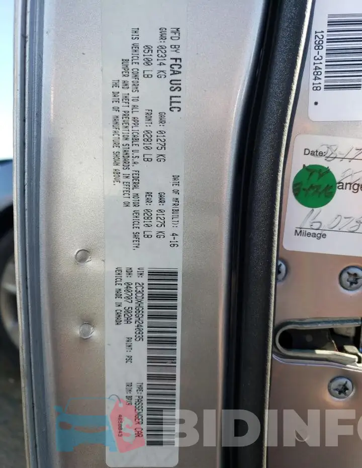 2C3CDXHG6GH240935 Photo# 12