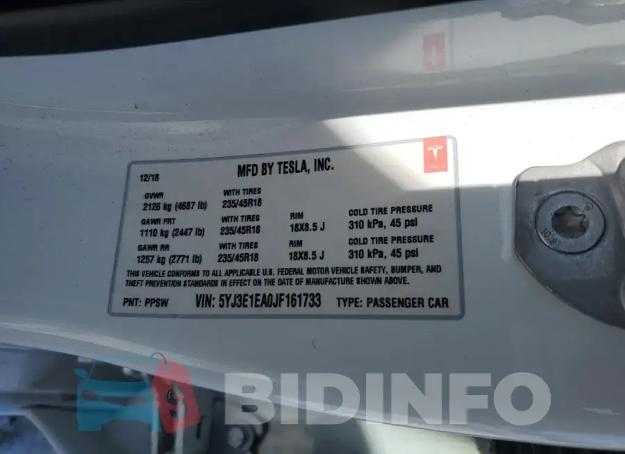 5YJ3E1EA0JF161733 Photo# 12