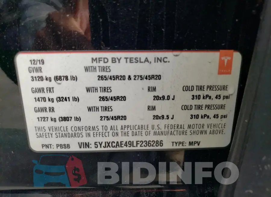 5YJXCAE49LF236286 Photo# 12