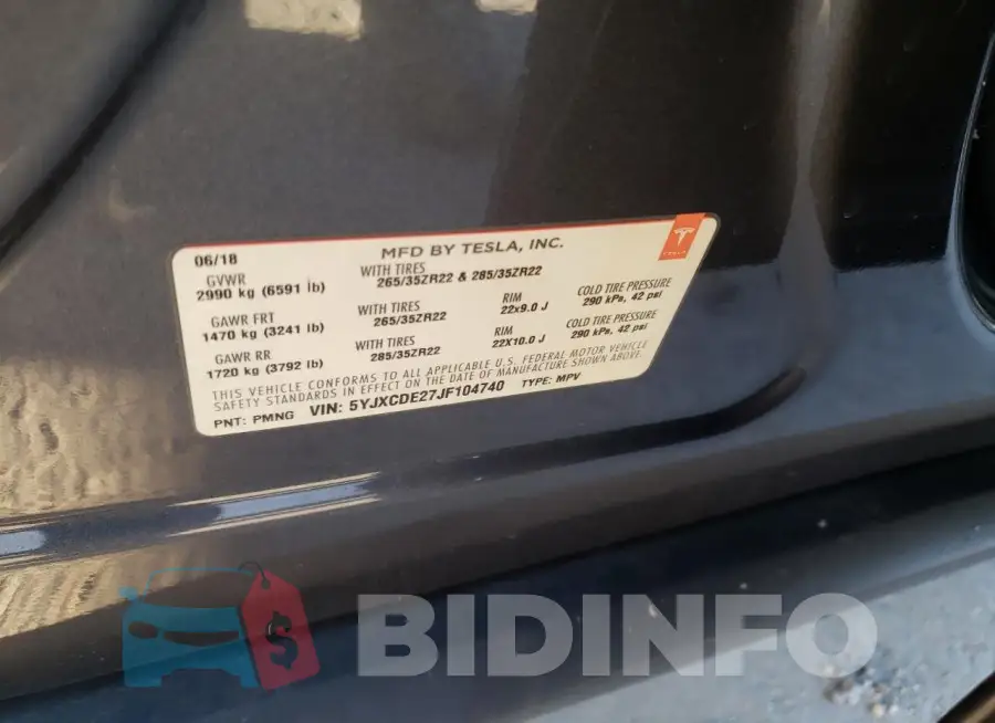 5YJXCDE27JF104740 Photo# 13