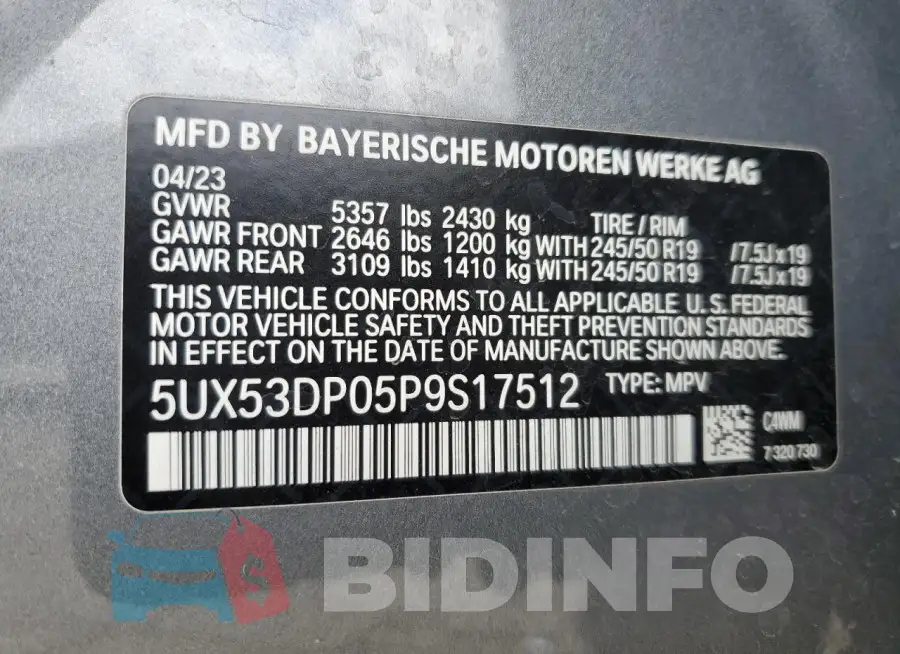 5UX53DP05P9S17512 Photo# 13