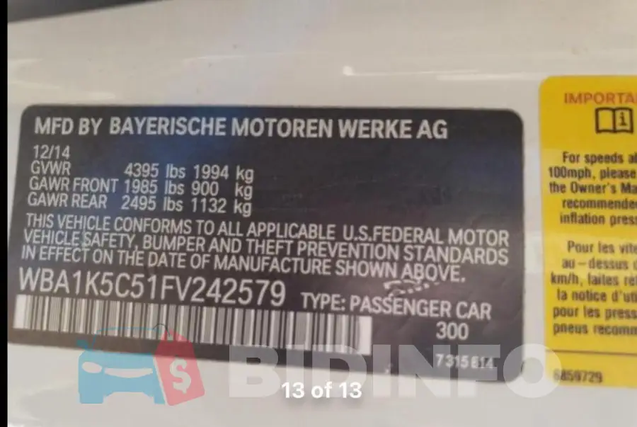 WBA1K5C51FV242579 Photo# 10