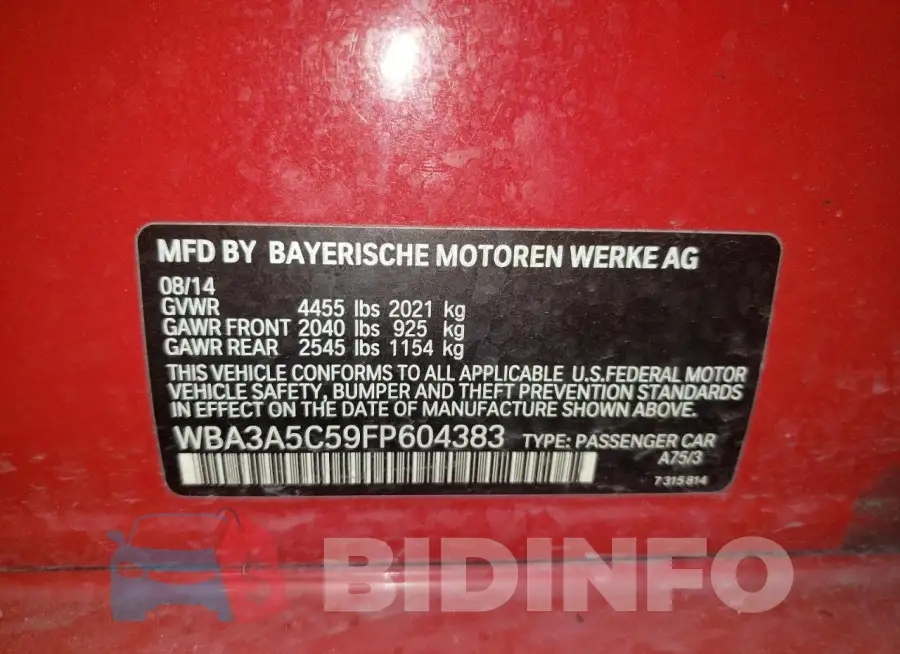 WBA3A5C59FP604383 Photo# 13