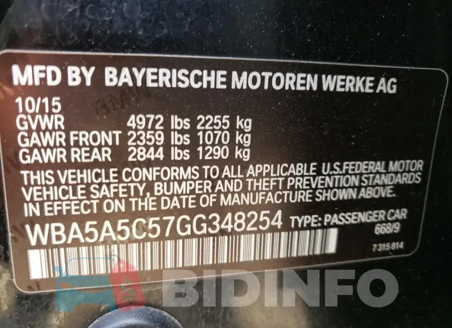 WBA5A5C57GG348254 Photo# 12