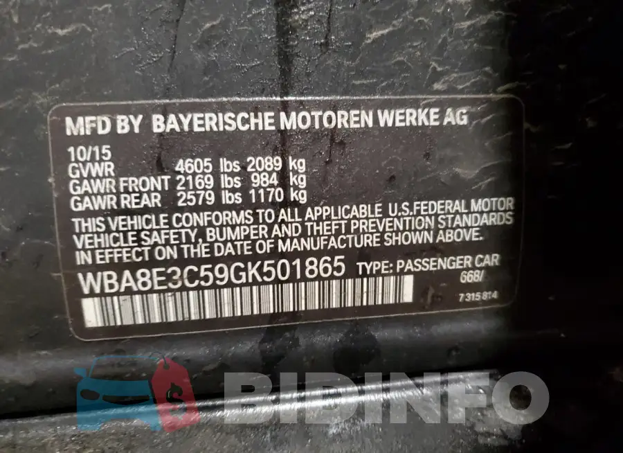 WBA8E3C59GK501865 Photo# 13
