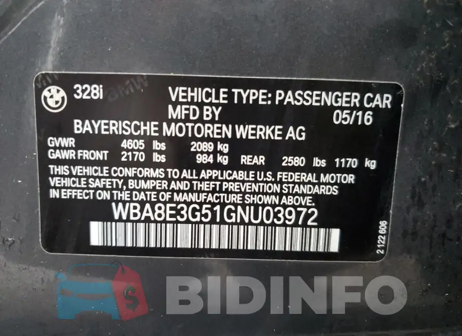WBA8E3G51GNU03972 Photo# 13