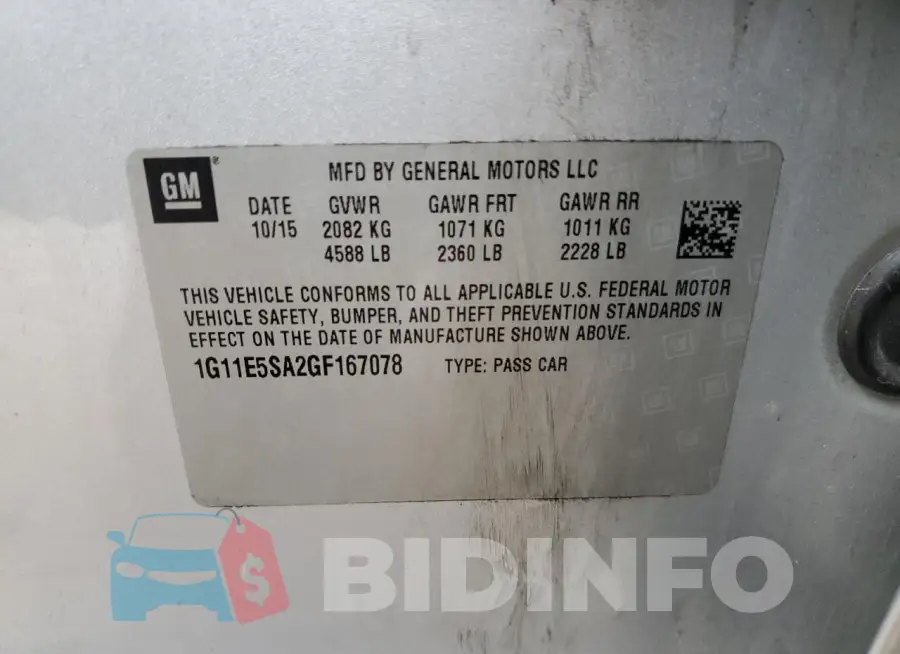 1G11E5SA2GF167078 Photo# 12