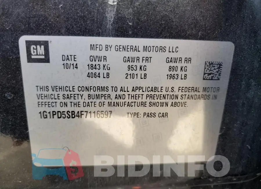 1G1PD5SB4F7116597 Photo# 12